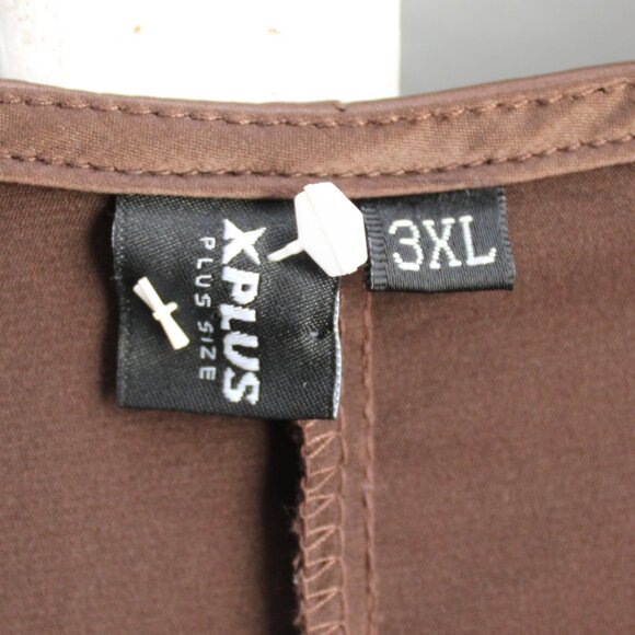Xpluswear Brown Satin Long Sleeve  Pants Jumpsuit Size 3XL - Picture 2 of 3